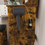 Makeup Vanity Desk Vanity Table Dressing Table with Stool, 3 Color Mode Lighted Mirror, Hair Dryer Holder, Power Outlet & Storage Drawers -ModernLuxe