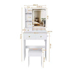 Makeup Vanity Desk Vanity Table Dressing Table with Stool, 3 Color Mode Lighted Mirror, Hair Dryer Holder, Power Outlet & Storage Drawers -ModernLuxe