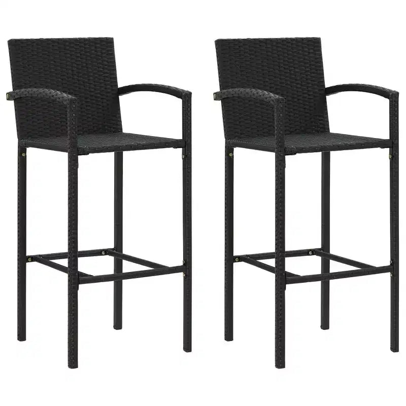 vidaXL Set 2 Sgabelli da Bar Marrone Rattan PE, Acciaio Verniciato a Polvere Standard