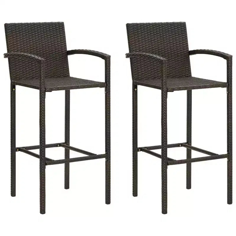 vidaXL Set 2 Sgabelli da Bar Marrone Rattan PE, Acciaio Verniciato a Polvere Standard