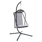 GDFStudio Aleksei Modern Metal Patio Hanging Egg Chair with Water and UV Resistant Cushion