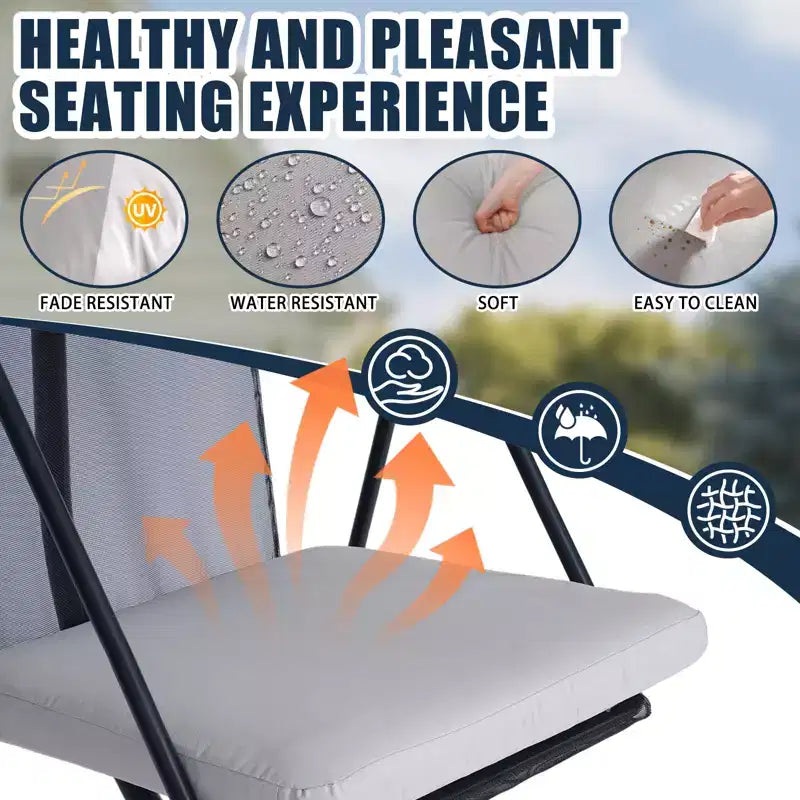 GDFStudio Aleksei Modern Metal Patio Hanging Egg Chair with Water and UV Resistant Cushion