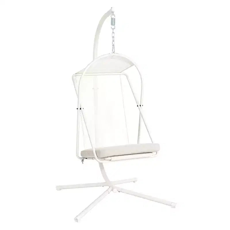 GDFStudio Aleksei Modern Metal Patio Hanging Egg Chair with Water and UV Resistant Cushion
