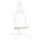 GDFStudio Aleksei Modern Metal Patio Hanging Egg Chair with Water and UV Resistant Cushion