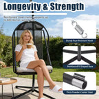 GDFStudio Aleksei Modern Metal Patio Hanging Egg Chair with Water and UV Resistant Cushion