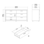 Tvilum, Mira 6 Drawer Double Dresser, Jackson Hickory
