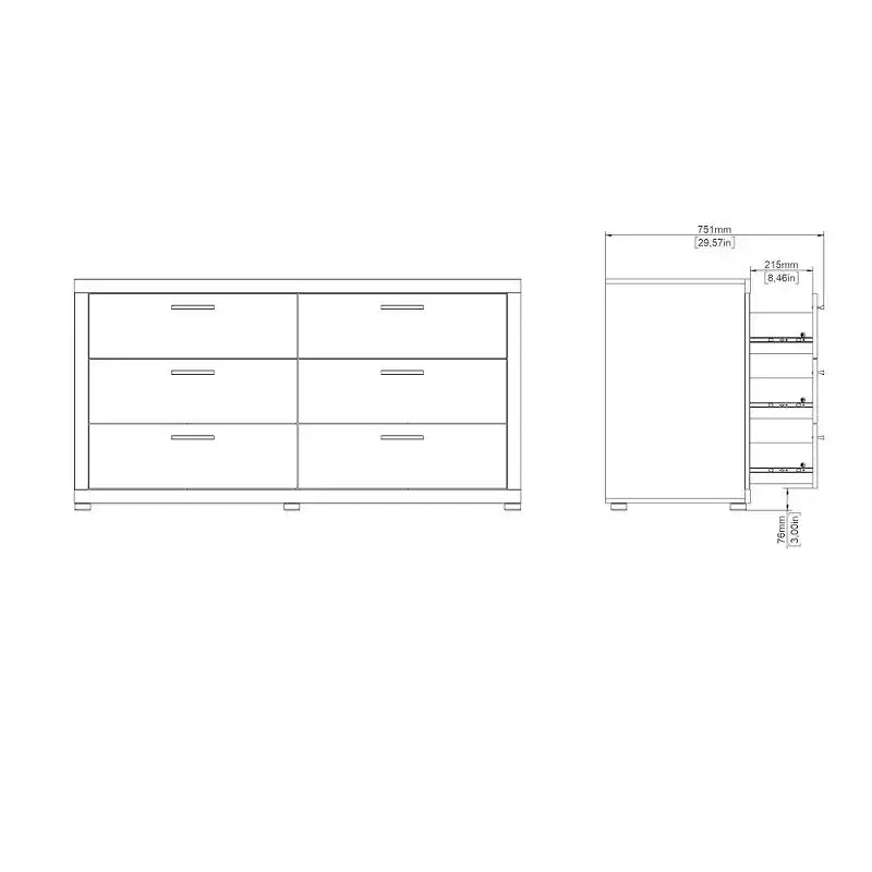 Tvilum, Mira 6 Drawer Double Dresser, Jackson Hickory