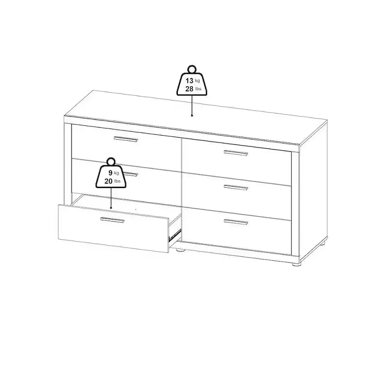 Tvilum, Mira 6 Drawer Double Dresser, Jackson Hickory