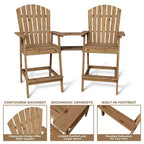 Set di 4 sedie Adirondack alte da esterno, altezza bar con vassoio di collegamento e foro per ombrellone, sedie da patio in legno massello per terrazza e cortile