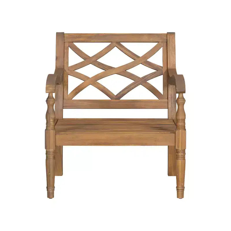 Christopher Knight Home Larry Outdoor Patio Acacia Wood Club Chair with Cushions and Curved Armrests