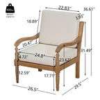 Christopher Knight Home Larry Outdoor Patio Acacia Wood Club Chair with Cushions and Curved Armrests