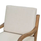 Christopher Knight Home Larry Outdoor Patio Acacia Wood Club Chair with Cushions and Curved Armrests