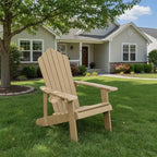 Gymax Outdoor Patio Adirondack Chair Made of Durable HIPS Material with Built-in Cup Holder Weather-Resistant and Supports Up to 380lbs Black/Teak