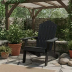 Gymax Outdoor Patio Adirondack Chair Made of Durable HIPS Material with Built-in Cup Holder Weather-Resistant and Supports Up to 380lbs Black/Teak