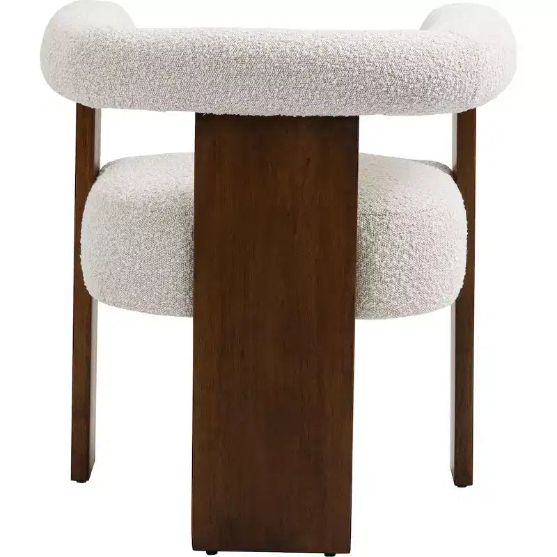 Sedia da pranzo Meridian Furniture Barrel in tessuto bouclé color crema