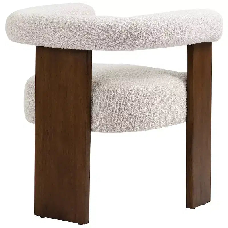 Sedia da pranzo Meridian Furniture Barrel in tessuto bouclé color crema