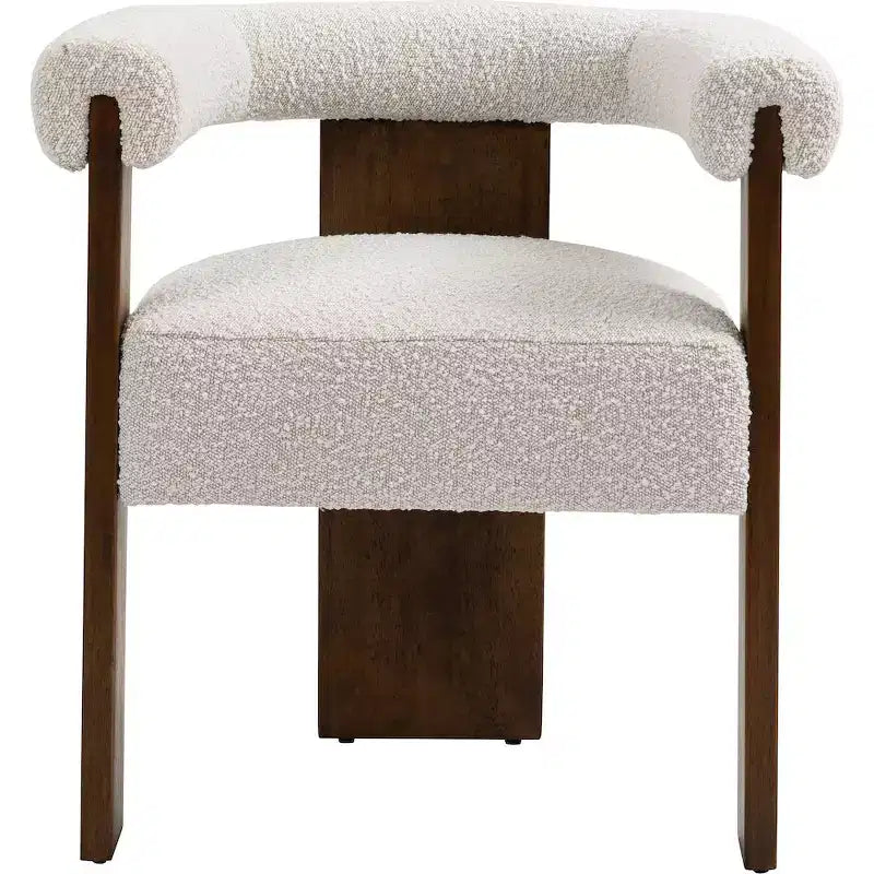 Sedia da pranzo Meridian Furniture Barrel in tessuto bouclé color crema