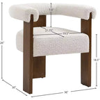 Sedia da pranzo Meridian Furniture Barrel in tessuto bouclé color crema