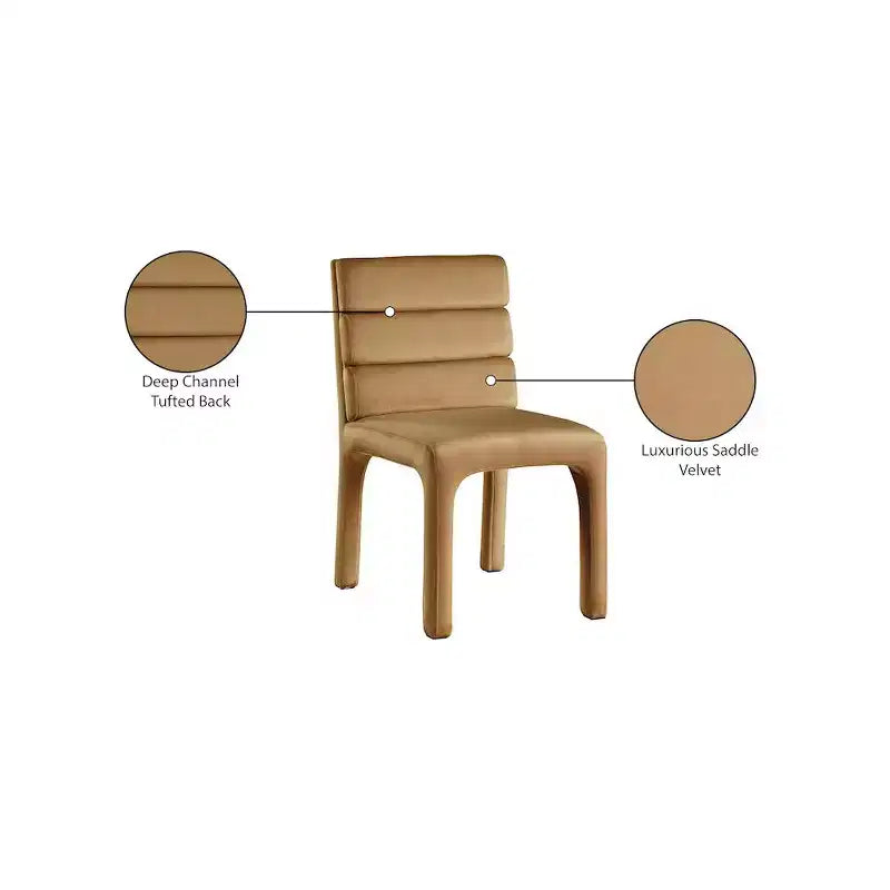 Meridian Furniture Kai Sedia da pranzo in velluto Saddle, set da 2
