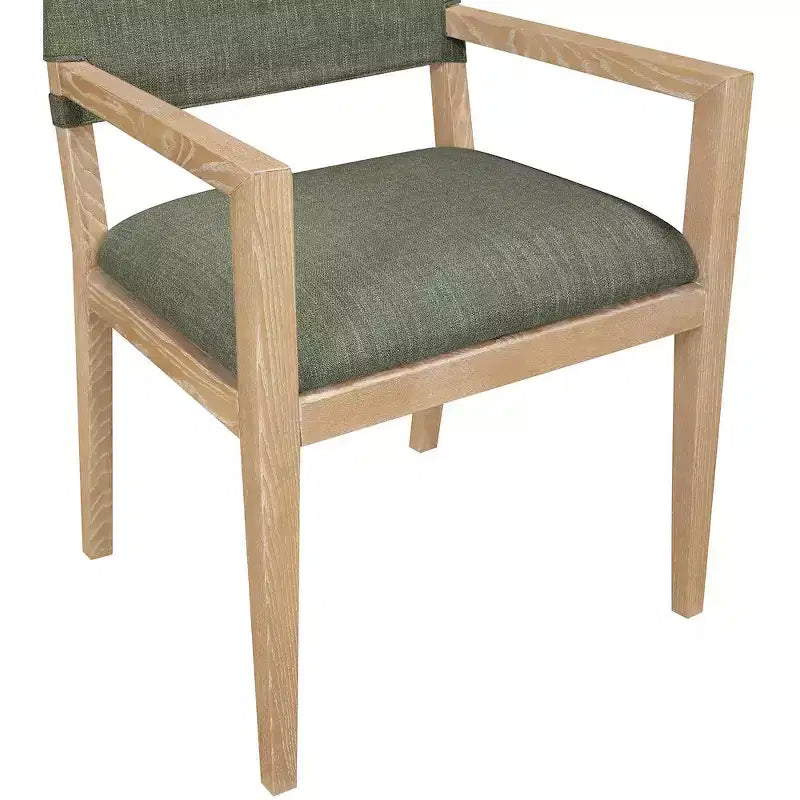 Meridian Furniture Sedia da Pranzo con Braccioli Avon in Tessuto Testurizzato Lino Oliva