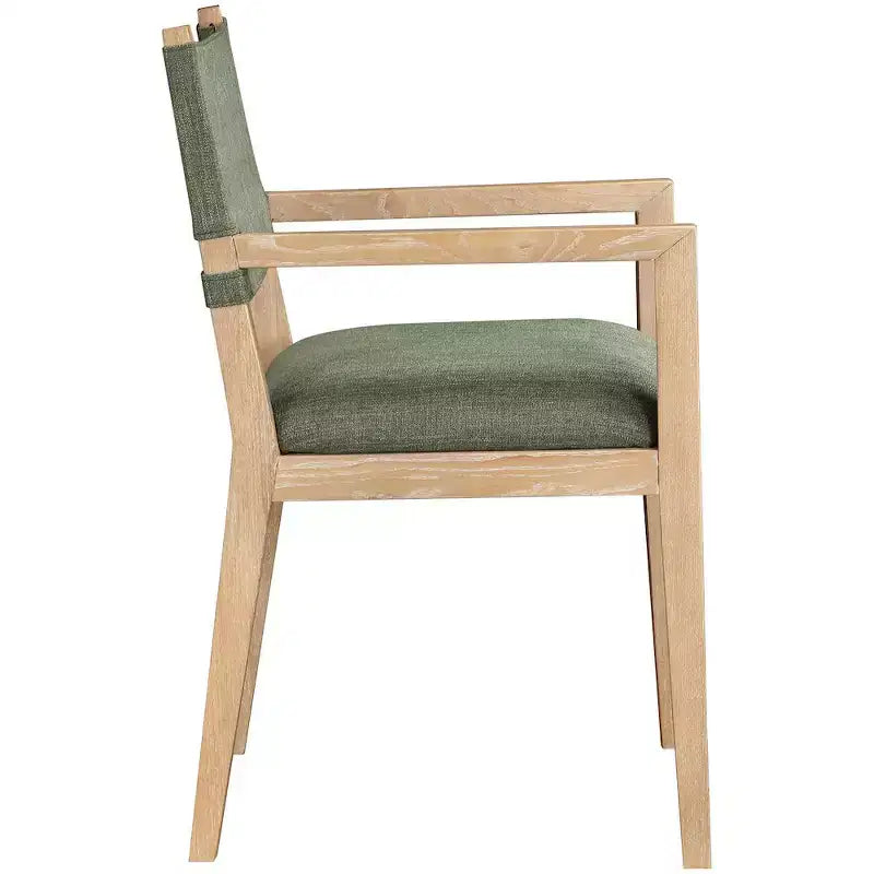 Meridian Furniture Sedia da Pranzo con Braccioli Avon in Tessuto Testurizzato Lino Oliva