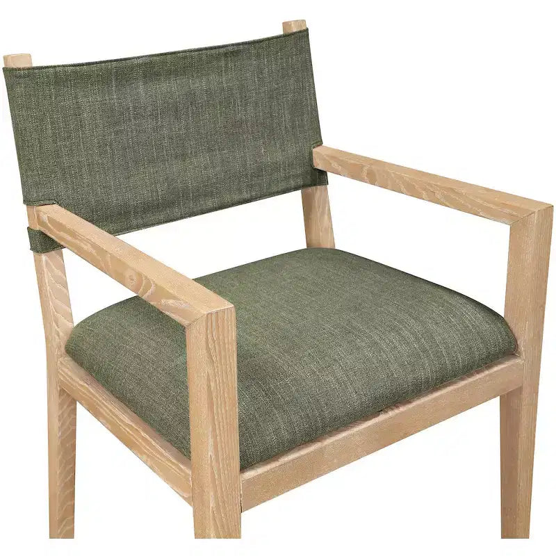 Meridian Furniture Sedia da Pranzo con Braccioli Avon in Tessuto Testurizzato Lino Oliva