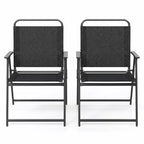 Gymax Set of 2 Folding Patio Accent Chairs with Armrests and Backrest for Camping and Beach Use