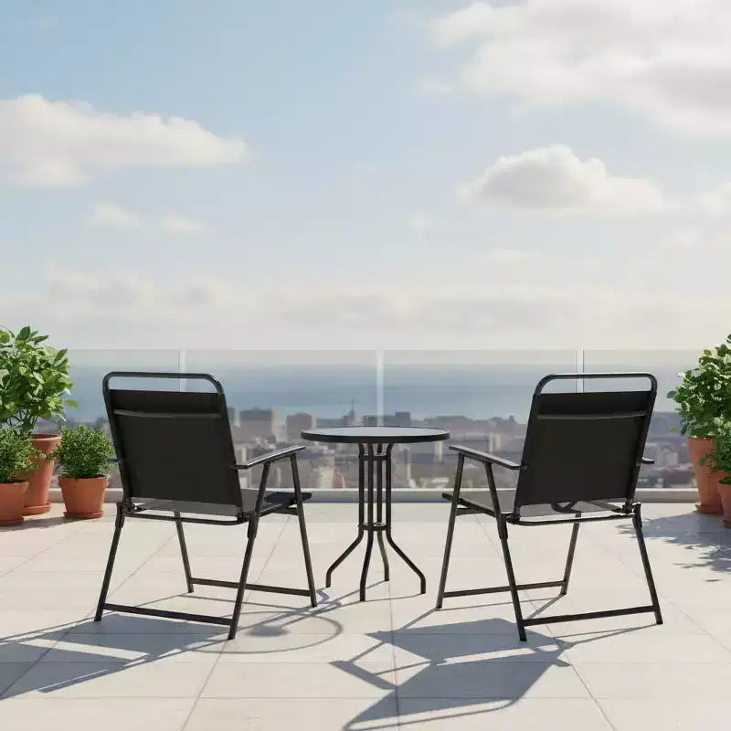 Gymax Set of 2 Folding Patio Accent Chairs with Armrests and Backrest for Camping and Beach Use