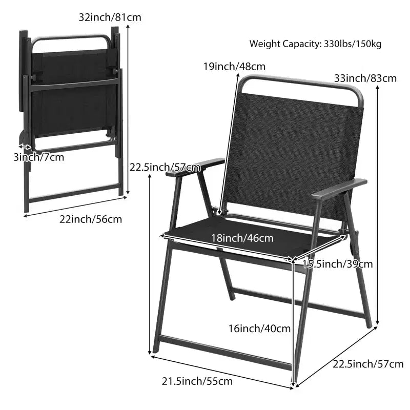 Gymax Set of 2 Folding Patio Accent Chairs with Armrests and Backrest for Camping and Beach Use