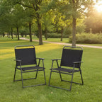 Gymax Set of 2 Folding Patio Accent Chairs with Armrests and Backrest for Camping and Beach Use