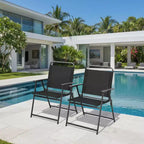 Gymax Set of 2 Folding Patio Accent Chairs with Armrests and Backrest for Camping and Beach Use