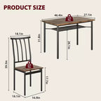 Brown Farmhouse 5-Piece Dining Set for 4, Rectangular Wood Kitchen Table with 4 Chairs & Storage Shelf for Dining Room Small Spaces