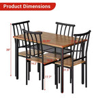 Brown Farmhouse 5-Piece Dining Set for 4, Rectangular Wood Kitchen Table with 4 Chairs & Storage Shelf for Dining Room Small Spaces