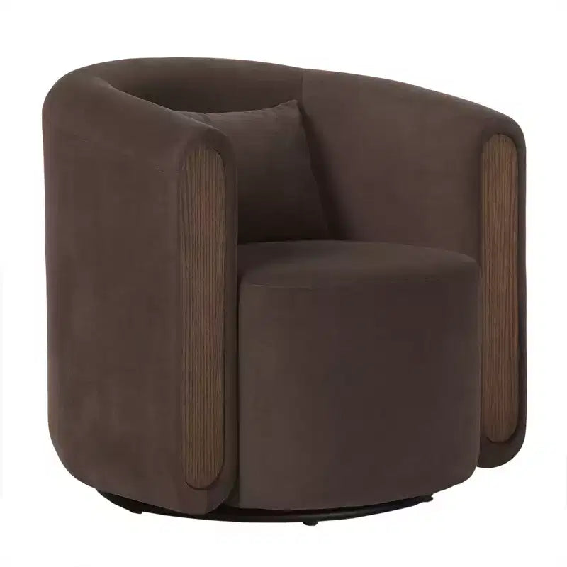 Modern Upholstered Swivel Barrel Accent Chair