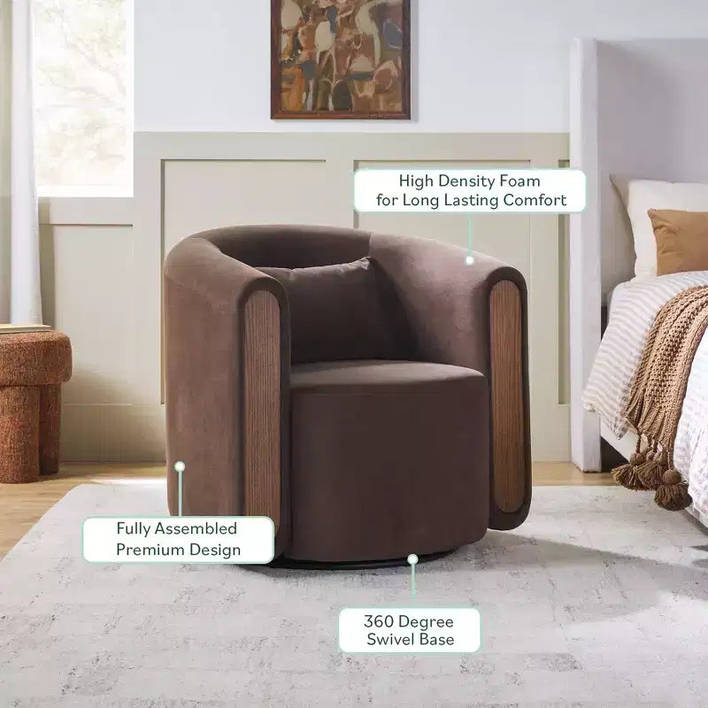Modern Upholstered Swivel Barrel Accent Chair