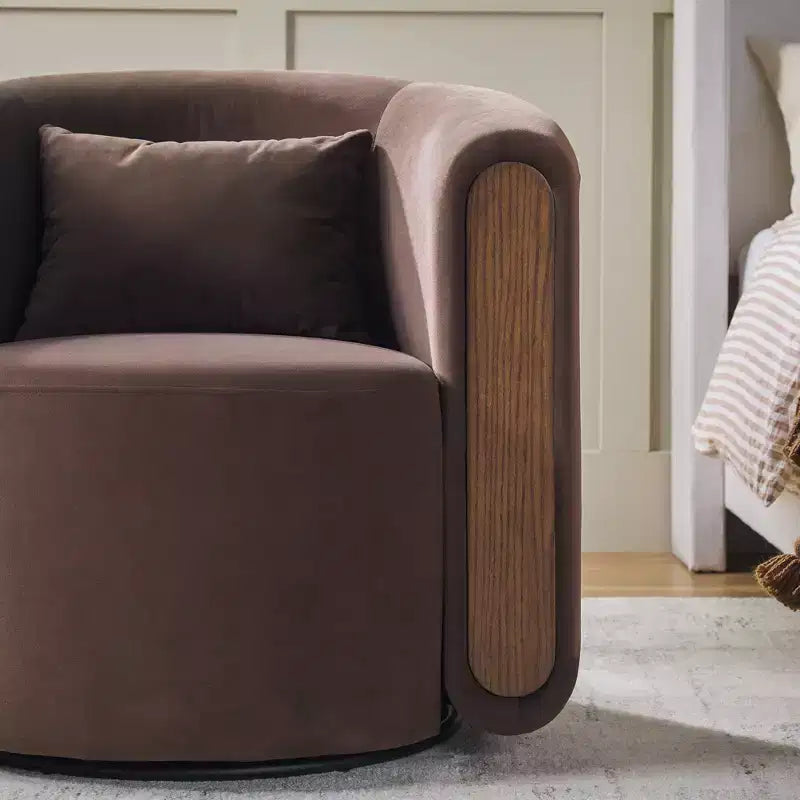 Modern Upholstered Swivel Barrel Accent Chair