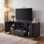 JVNOXK 64-Inch Wavy TV Stand, Rounded Sideboard, Storage Cabinet, Wooden Vertical Stripe Cabinet for Living Room/Bedroom/Entryway.