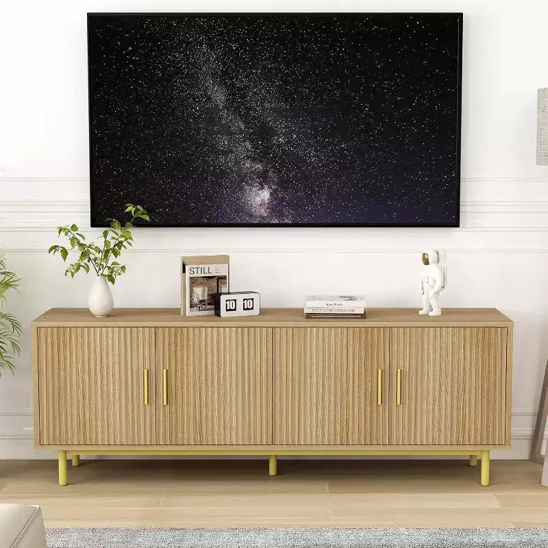 Dyonery 70 Fluted-Door TV Stand, Entertainment Center with StoragePS! Adjustable Shelf, Modern TV Console for Living Room and Bedroom,