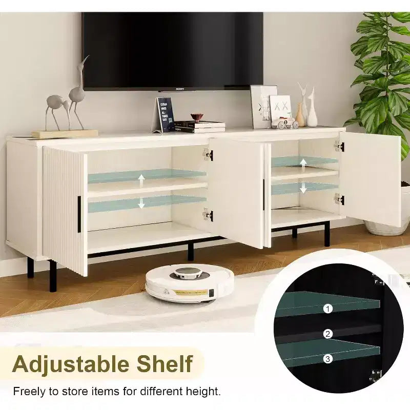Dyonery 70 Fluted-Door TV Stand, Entertainment Center with StoragePS! Adjustable Shelf, Modern TV Console for Living Room and Bedroom,