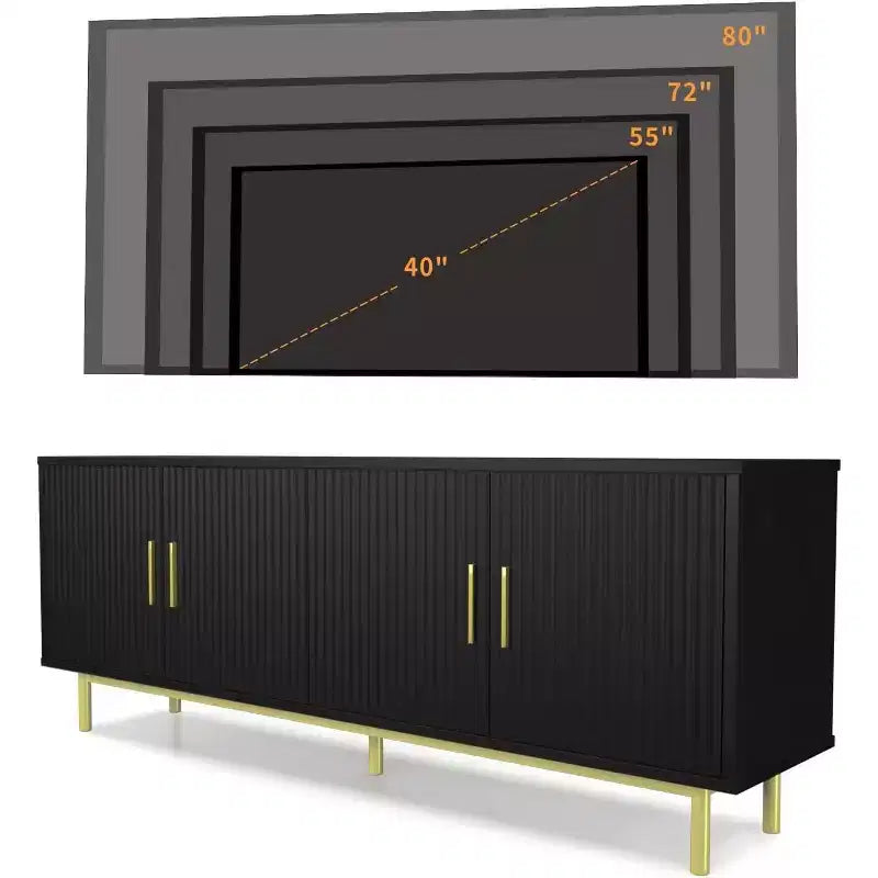 Dyonery 70 Fluted-Door TV Stand, Entertainment Center with StoragePS! Adjustable Shelf, Modern TV Console for Living Room and Bedroom,