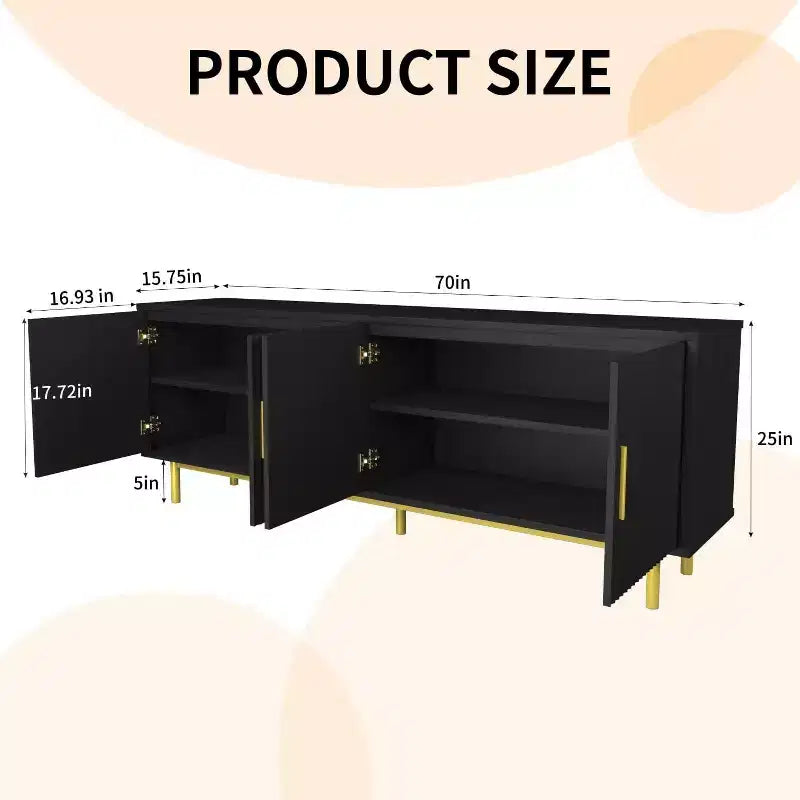 Dyonery 70 Fluted-Door TV Stand, Entertainment Center with StoragePS! Adjustable Shelf, Modern TV Console for Living Room and Bedroom,