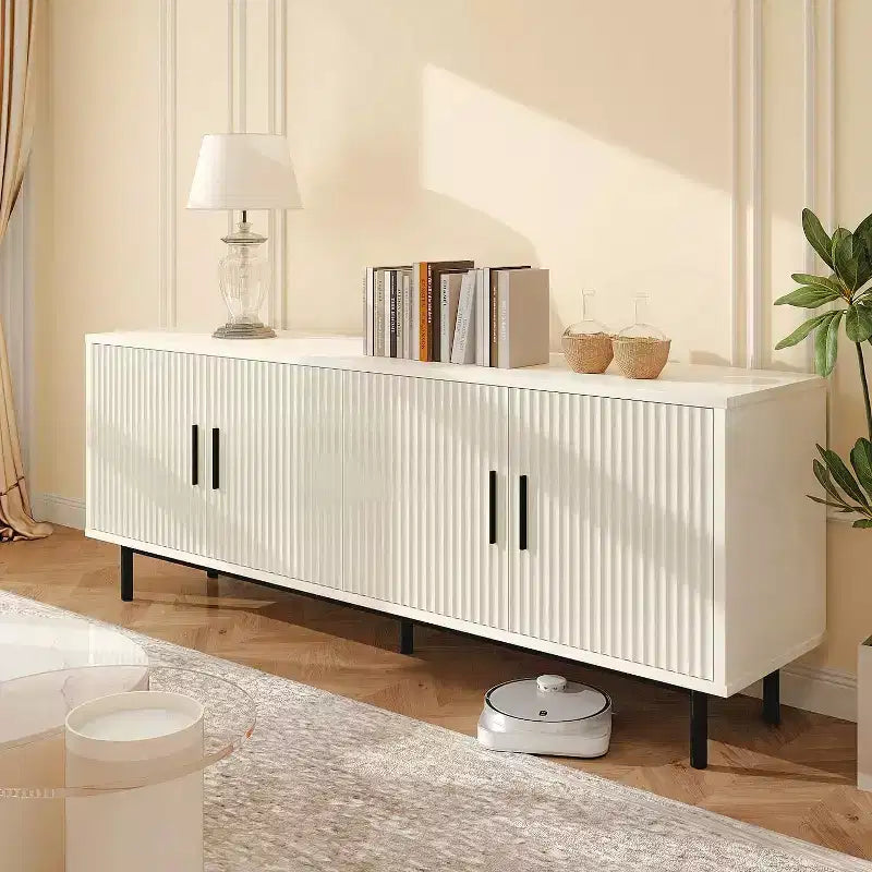 Dyonery 70 Fluted-Door TV Stand, Entertainment Center with StoragePS! Adjustable Shelf, Modern TV Console for Living Room and Bedroom,