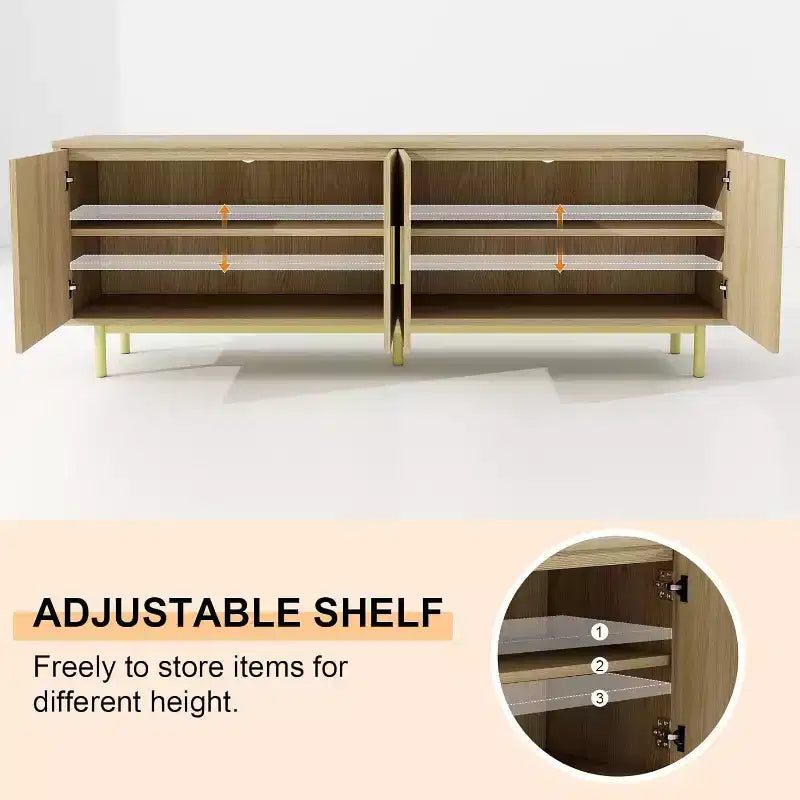 Dyonery 70 Fluted-Door TV Stand, Entertainment Center with StoragePS! Adjustable Shelf, Modern TV Console for Living Room and Bedroom,