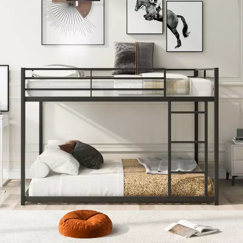 FAMYYT Full Size Metal Bunk Bed?With Ladder, Safety Guaranteed, Easy Assembly