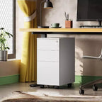 DEXYLLO Cassettiera mobile a 3 cassetti per ufficio domestico, Armadietto verticale sottile da 11,8, Organizzatore di documenti salvaspazio con serratura
