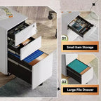 DEXYLLO Cassettiera mobile a 3 cassetti per ufficio domestico, Armadietto verticale sottile da 11,8, Organizzatore di documenti salvaspazio con serratura