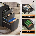 DEXYLLO Cassettiera mobile a 3 cassetti per ufficio domestico, Armadietto verticale sottile da 11,8, Organizzatore di documenti salvaspazio con serratura