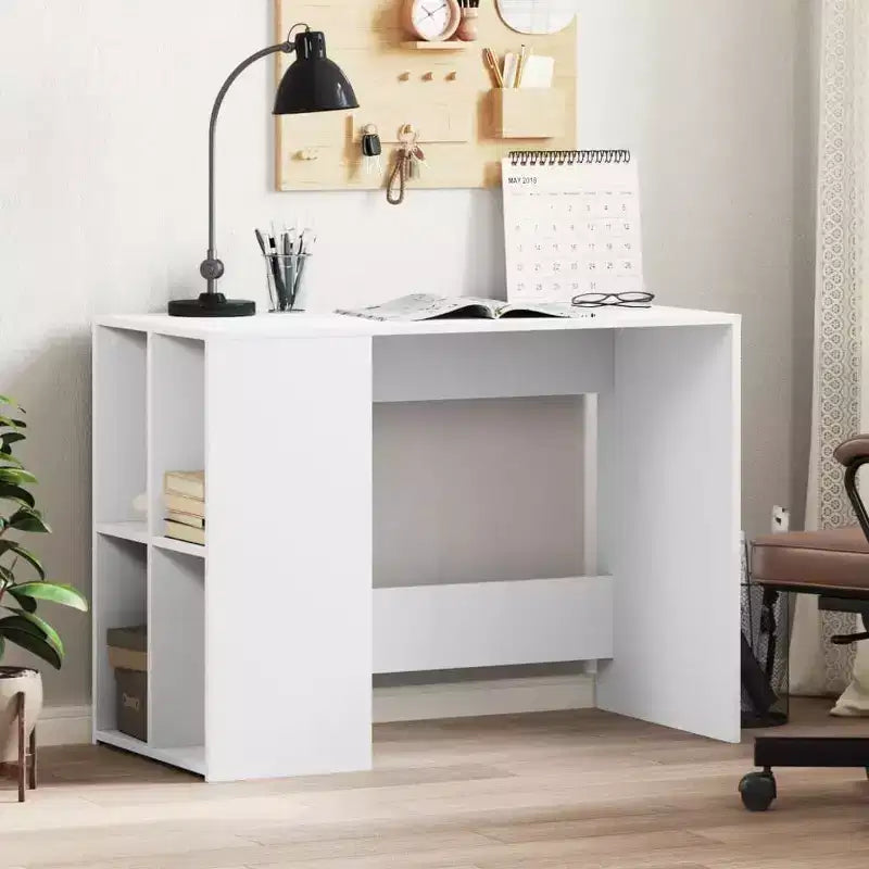 vidaXL Scrivania bianca in legno ingegnerizzato Scrivania media Rettangolare Moderna