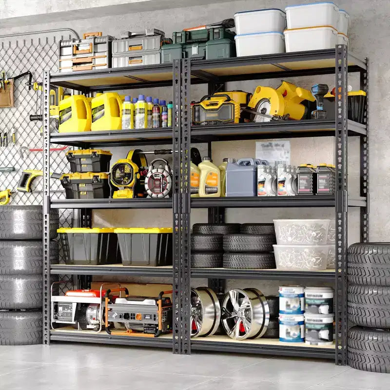 3050LBS Heavy Duty 5-Tier Storage Shelves 72H x 48W x 24D Adjustable Metal Shelving Black Rack for Garage Home Industrial