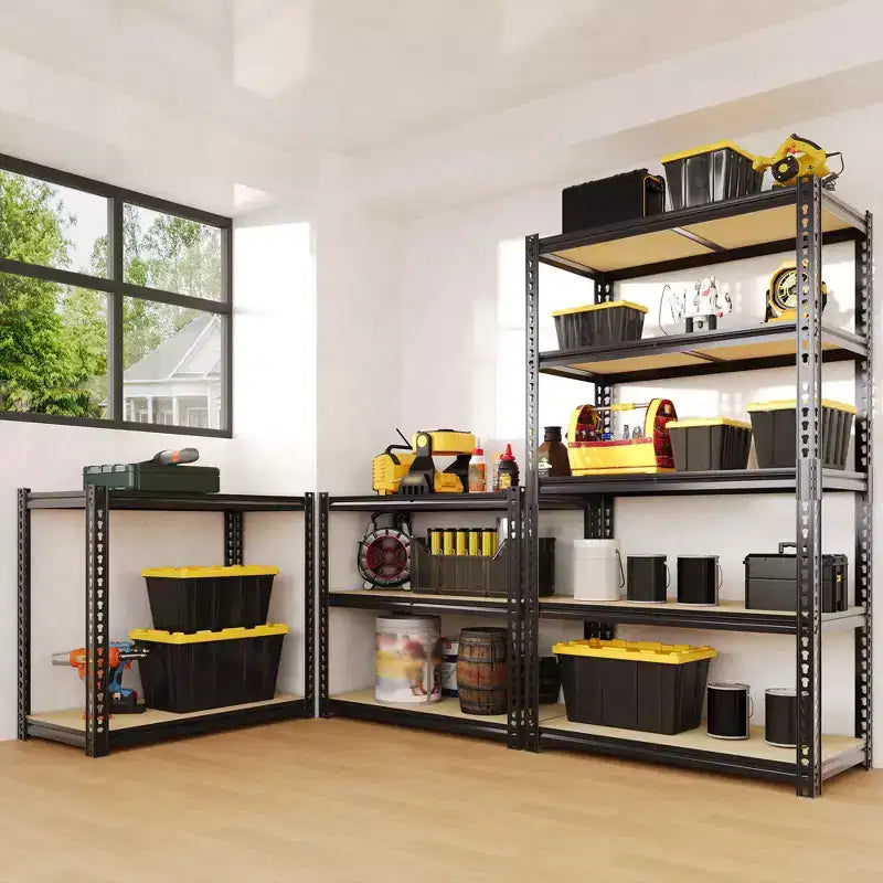3050LBS Heavy Duty 5-Tier Storage Shelves 72H x 48W x 24D Adjustable Metal Shelving Black Rack for Garage Home Industrial